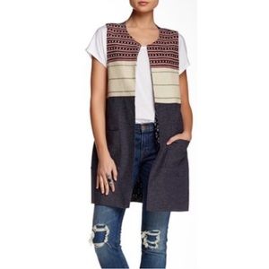 NWT Sanctuary Open Vest Tunic Style Colorblock S